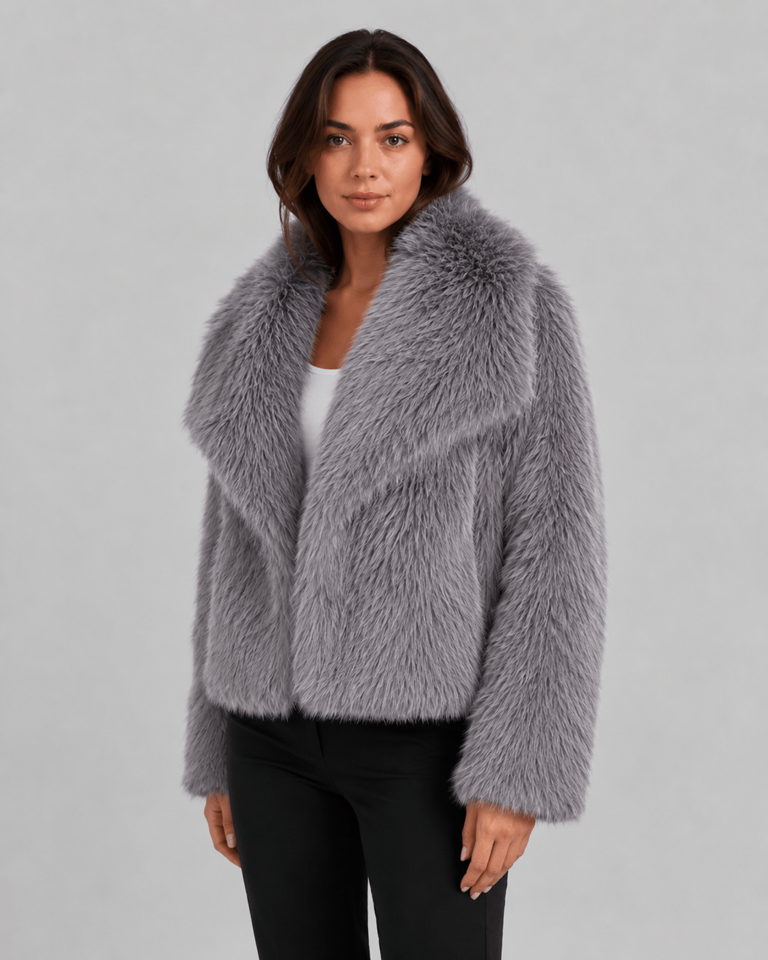 Cropped Womens Jackets with Wide Double Collar and Relaxed Layering Fit