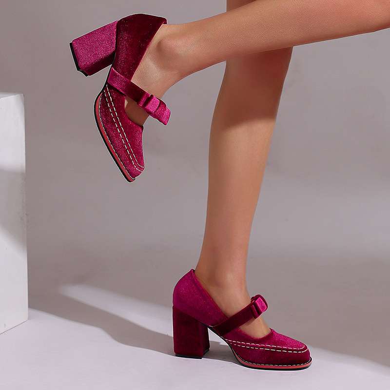 Women's Block Heel Mary Jane with Bow Tie | Classic