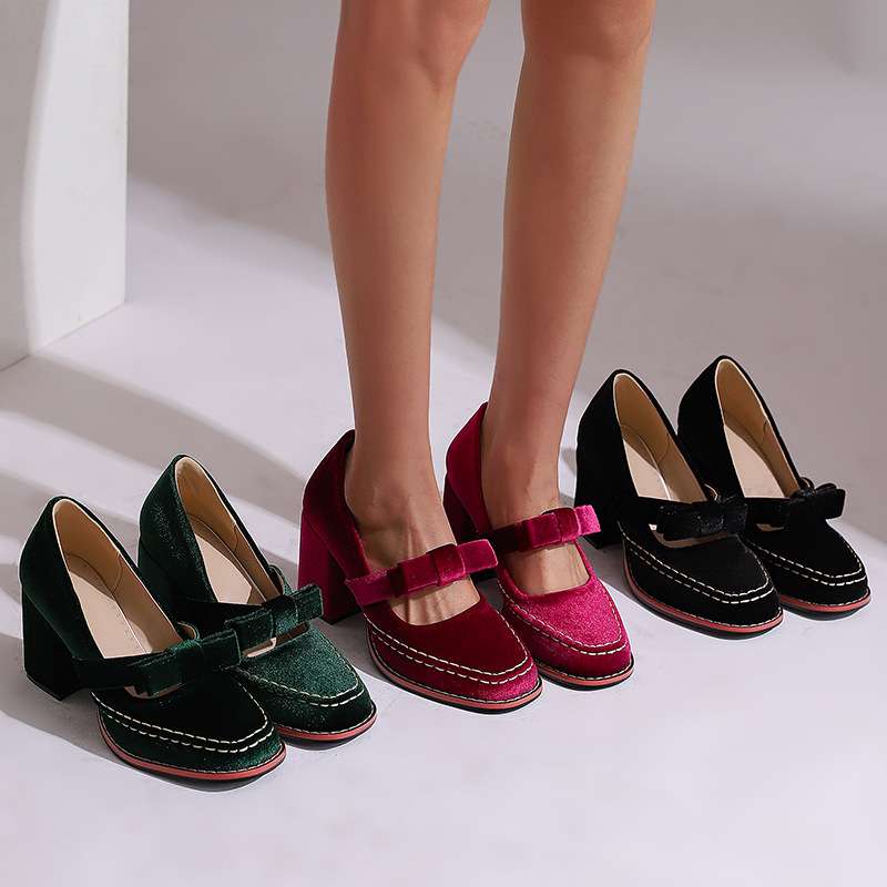 Women's Block Heel Mary Jane with Bow Tie | Classic