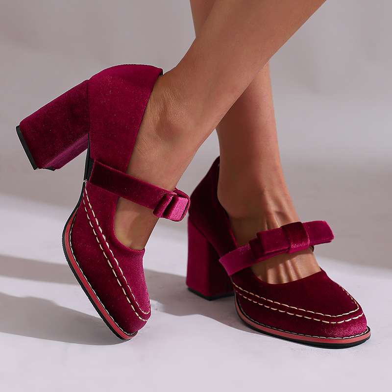 Women's Block Heel Mary Jane with Bow Tie | Classic