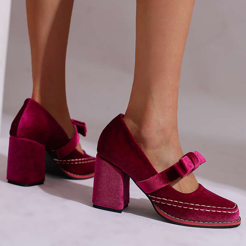 Women's Block Heel Mary Jane with Bow Tie | Classic