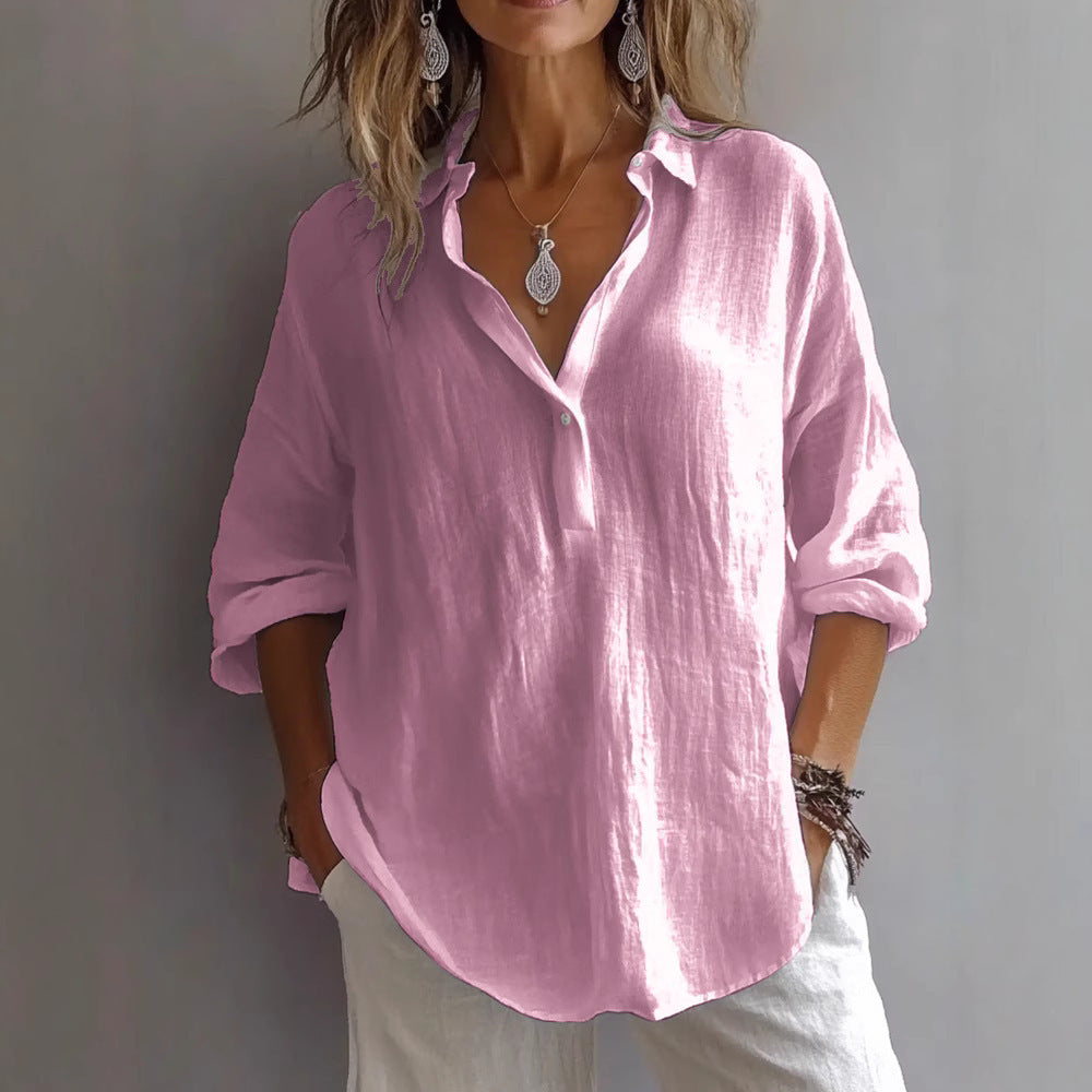 Women’s Blouse | Casual Wide Sleeves Button Placket
