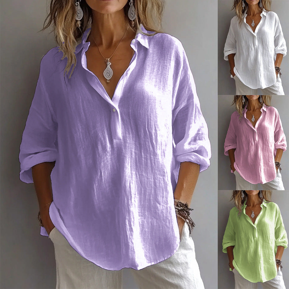 Women’s Blouse | Casual Wide Sleeves Button Placket