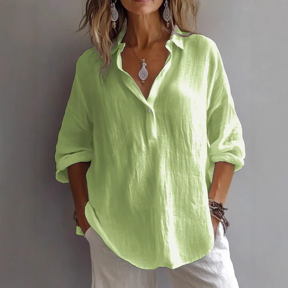 Women’s Blouse | Casual Wide Sleeves Button Placket