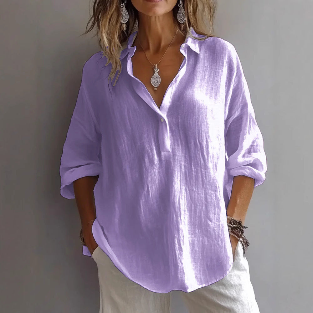 Women’s Blouse | Casual Wide Sleeves Button Placket