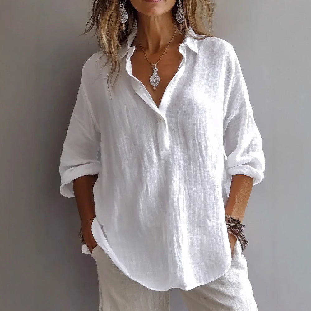 Women’s Blouse | Casual Wide Sleeves Button Placket