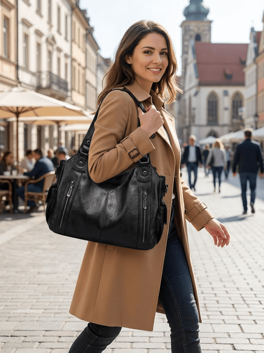 Women’s Classic Spacious Multi Zip Bag | Vintage
