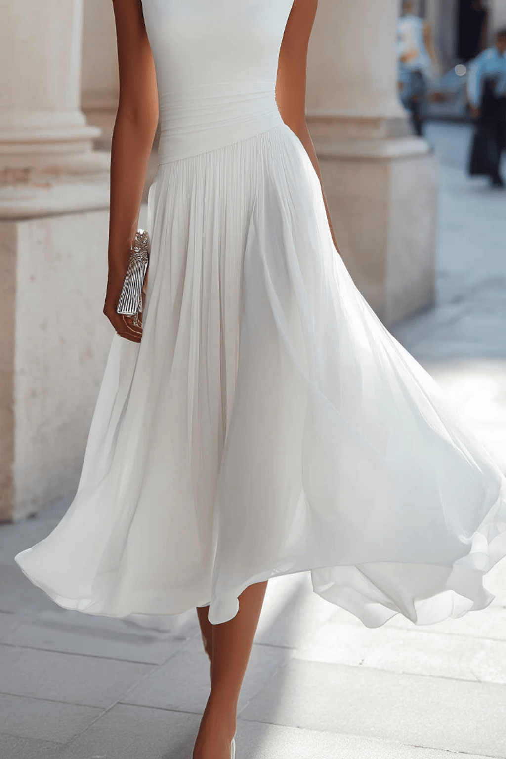Women's Dress | Draped A-Line Wedding Guest Midi