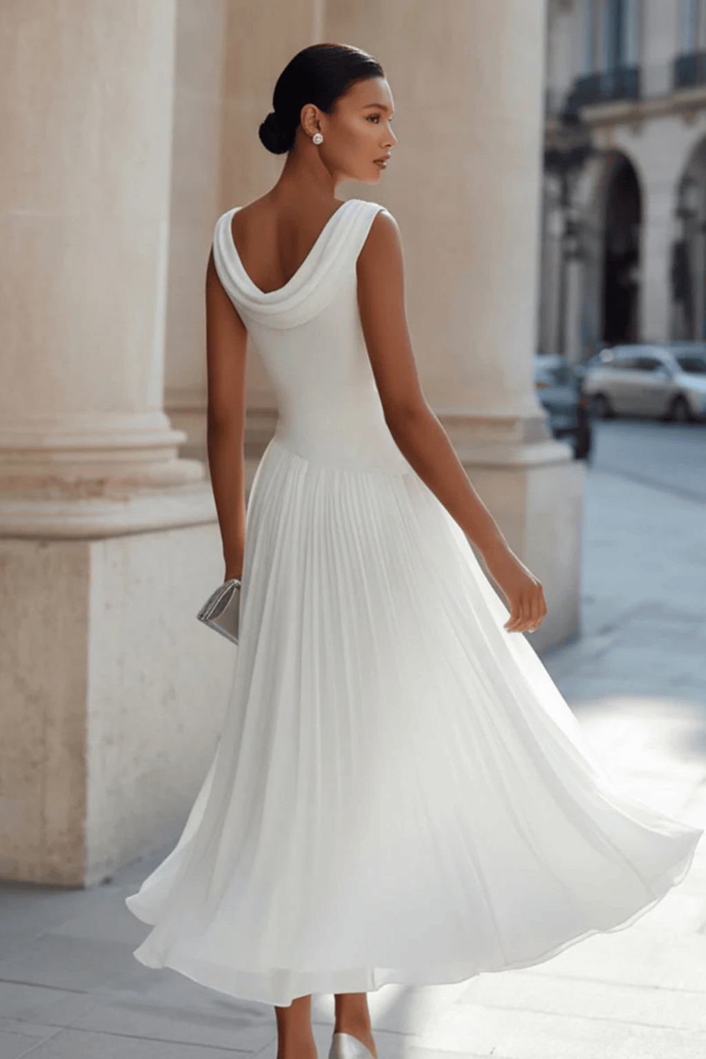Women's Dress | Draped A-Line Wedding Guest Midi
