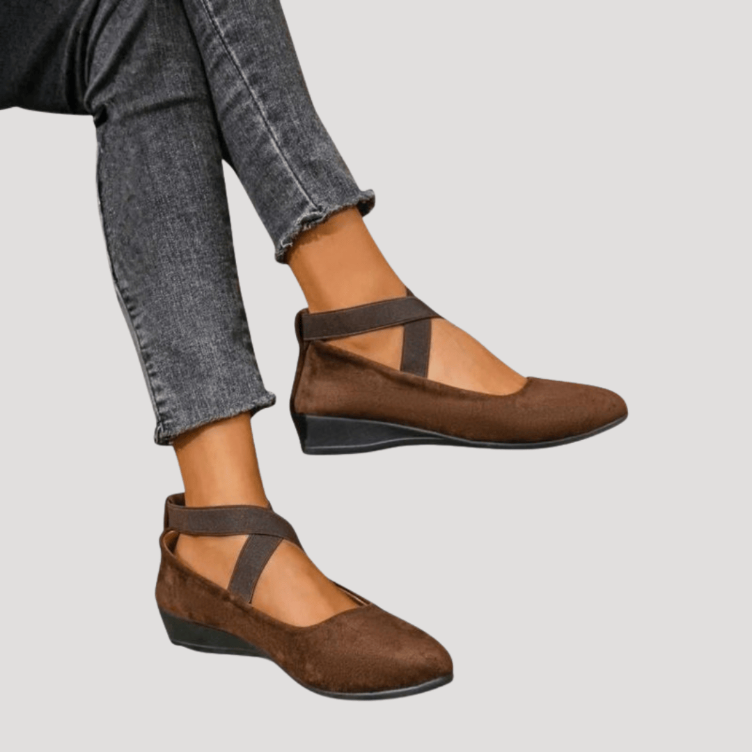 Women's Mary Jane Wedge Flat Shoes | Crisscross Straps