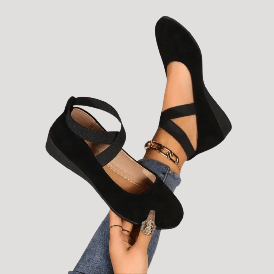 Women's Mary Jane Wedge Flat Shoes | Crisscross Straps