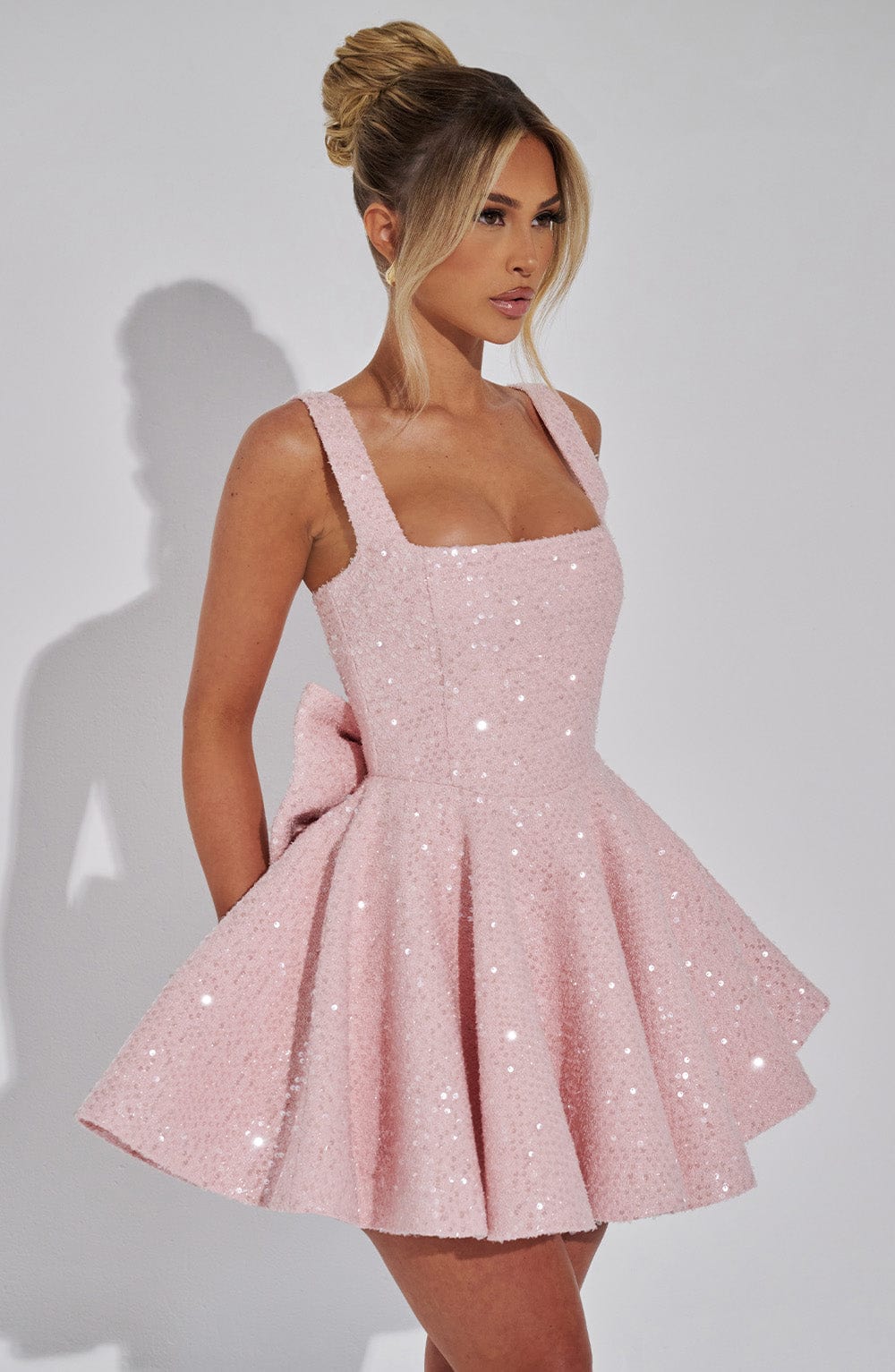 Women's Sequin Cocktail Dress with Bow Detail | Mini