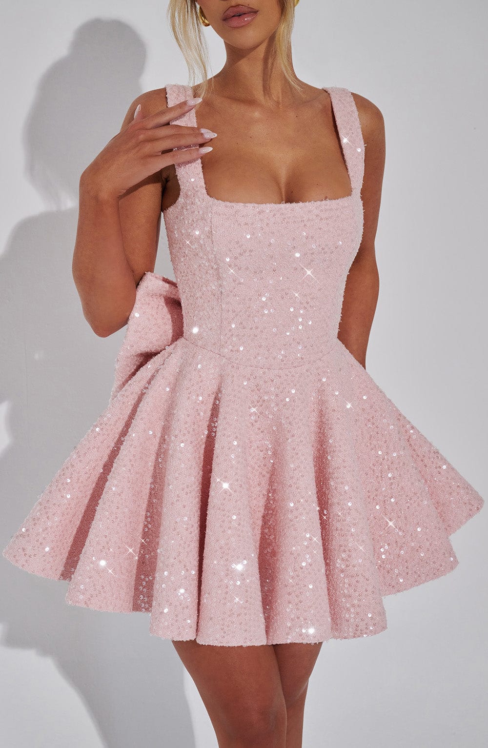 Women's Sequin Cocktail Dress with Bow Detail | Mini