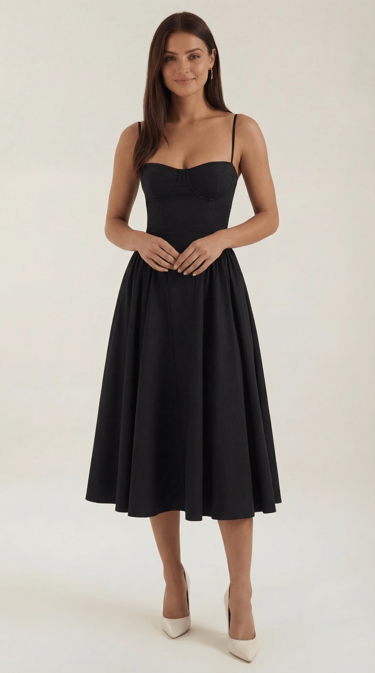 Women's Spaghetti Strap Floral Print Flared Graduation Dress | Midi