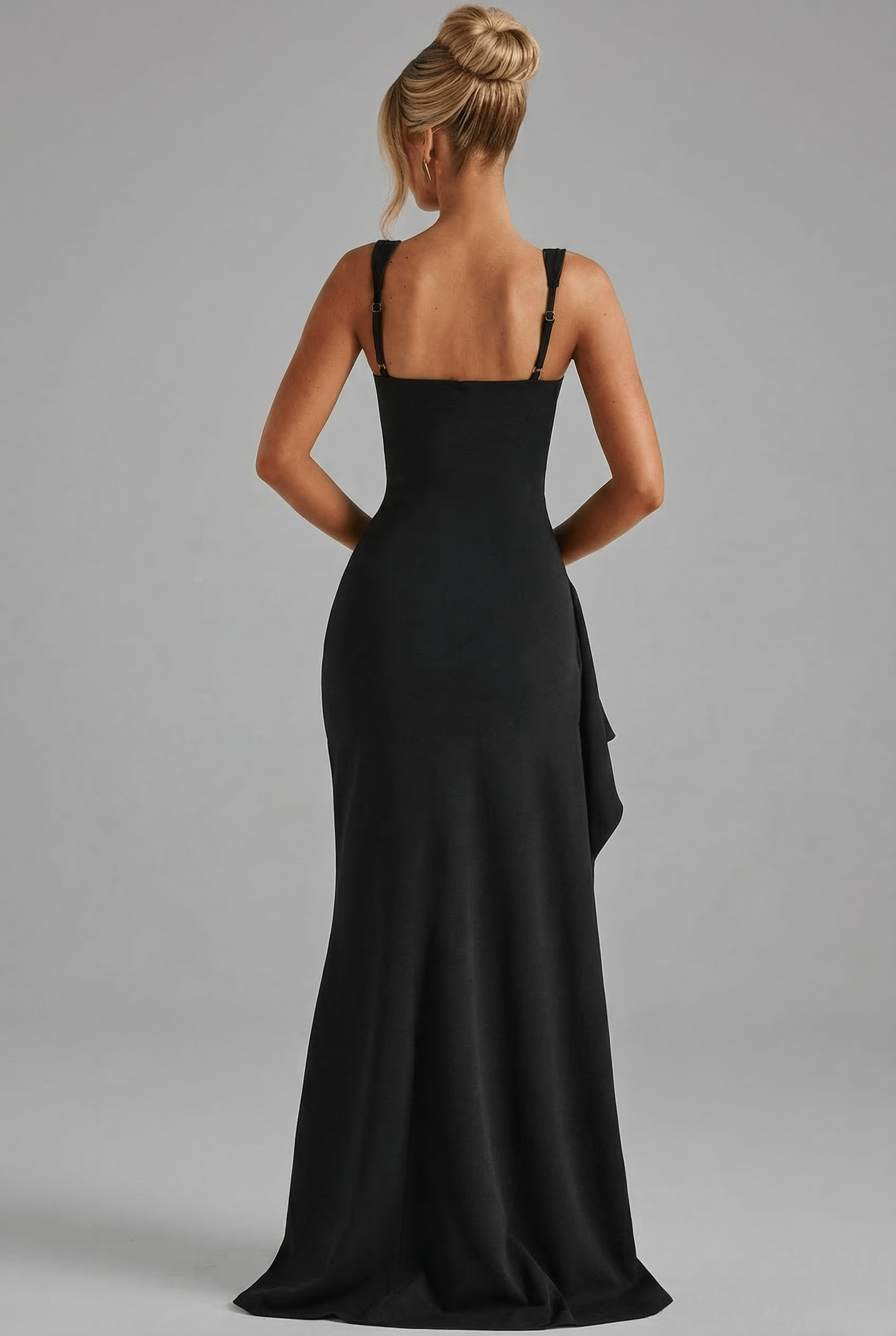 Women's Square Neck High Slit Fitted Graduation Dress | Maxi