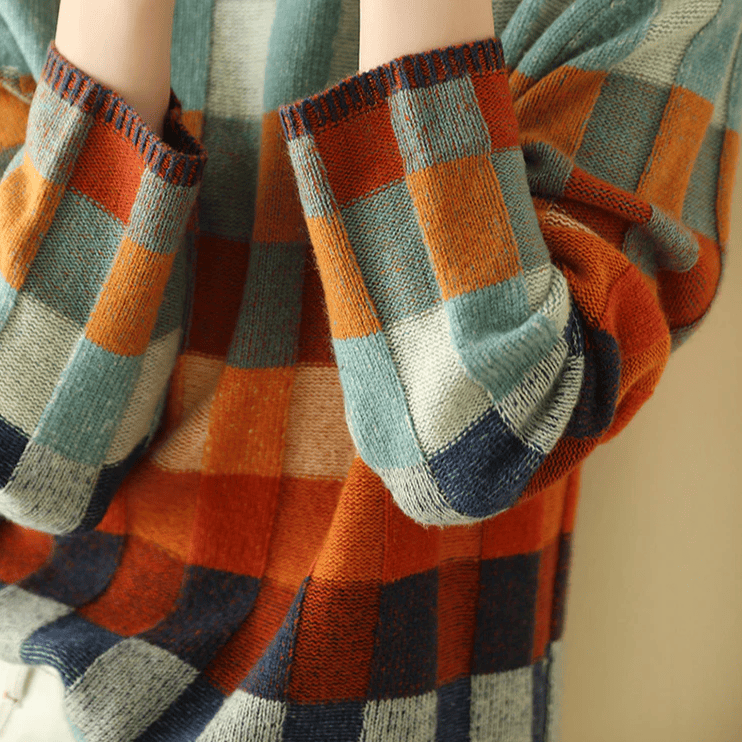 Women’s Sweater | Check Knit Crew Neck
