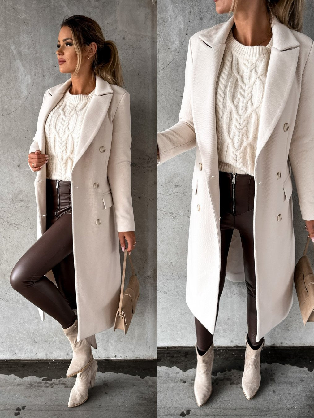 Women’s Trench Coat | Double Breasted Long Sleeves