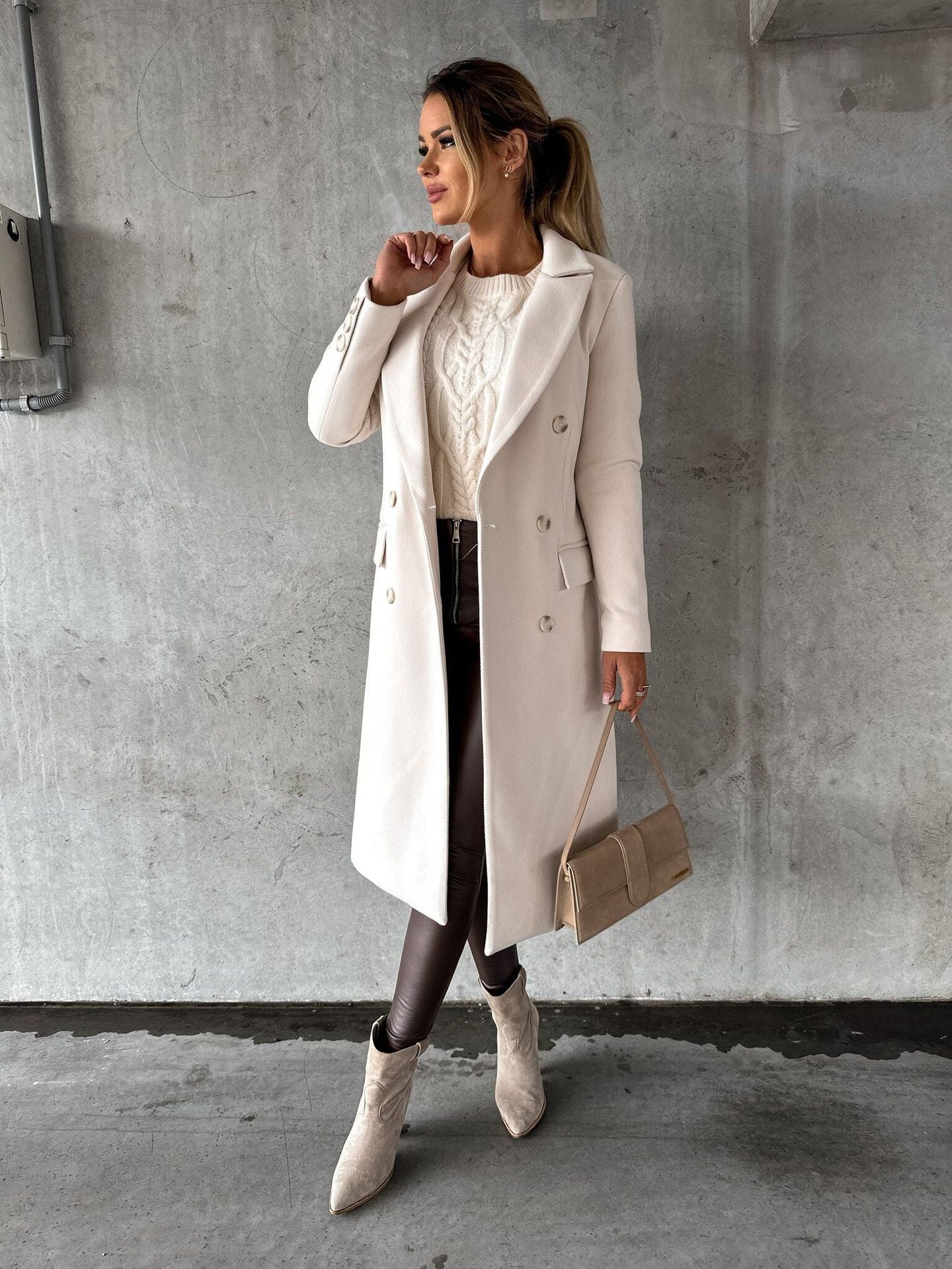Women’s Trench Coat | Double Breasted Long Sleeves