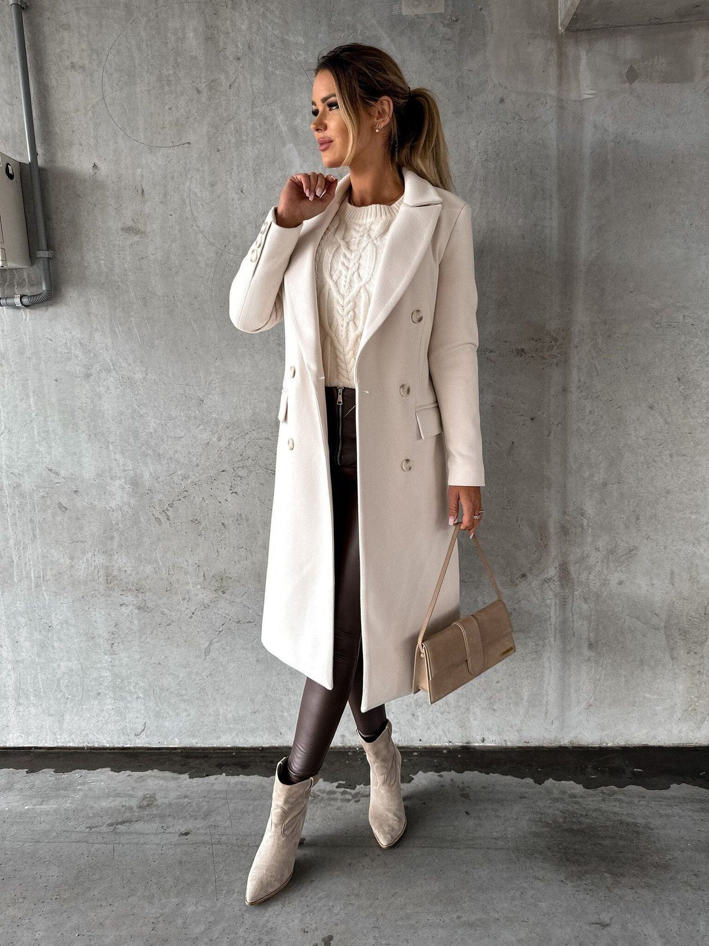 Women’s Trench Coat | Double Breasted Long Sleeves
