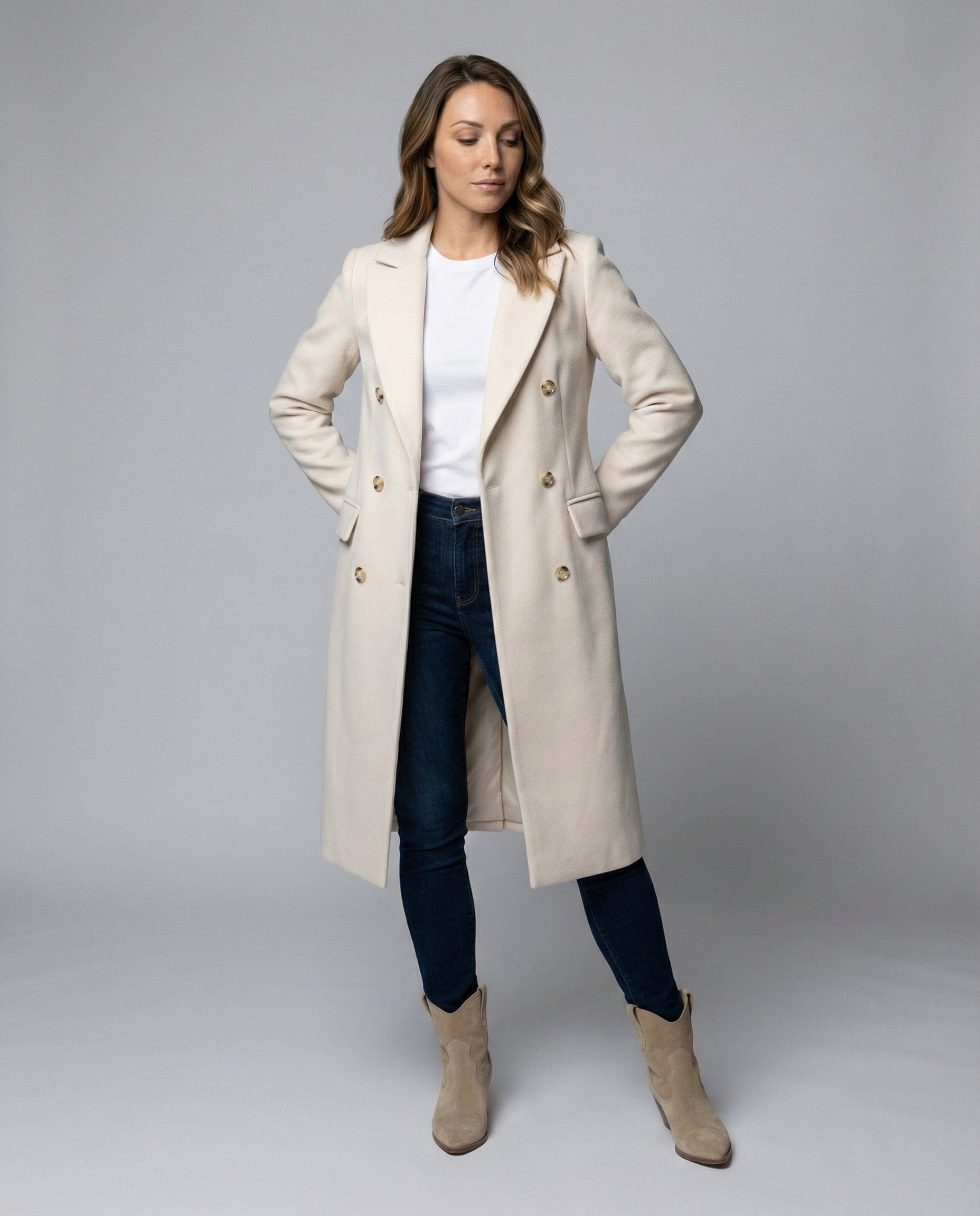 Women’s Trench Coat | Double Breasted Long Sleeves