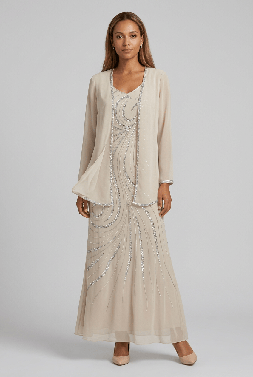 Women's Wedding Guest Dress with Jacket | Maxi