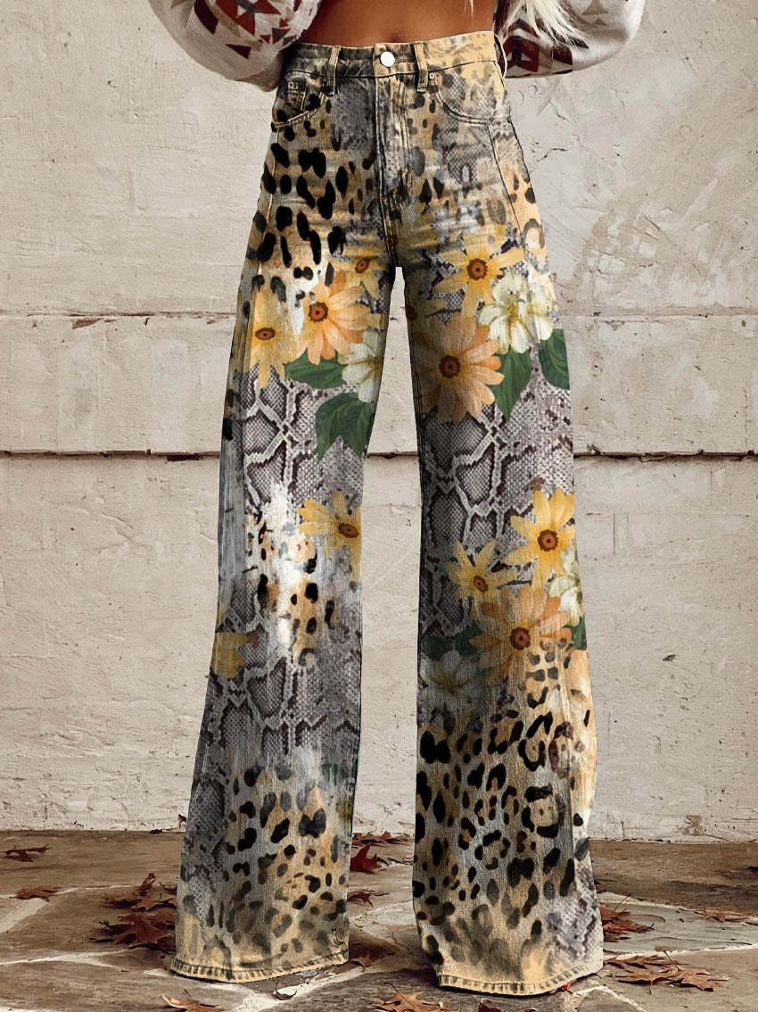 Women’s Trousers | Wide Leg Printed Vintage Floral Design