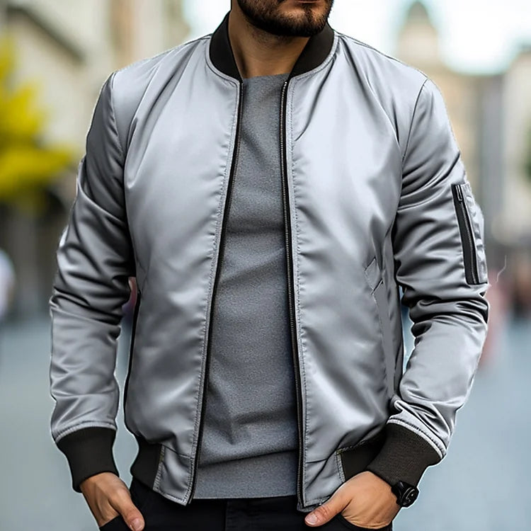 Men’s Bomber Jacket | Modern Aviator Zip-Up Casual Fit