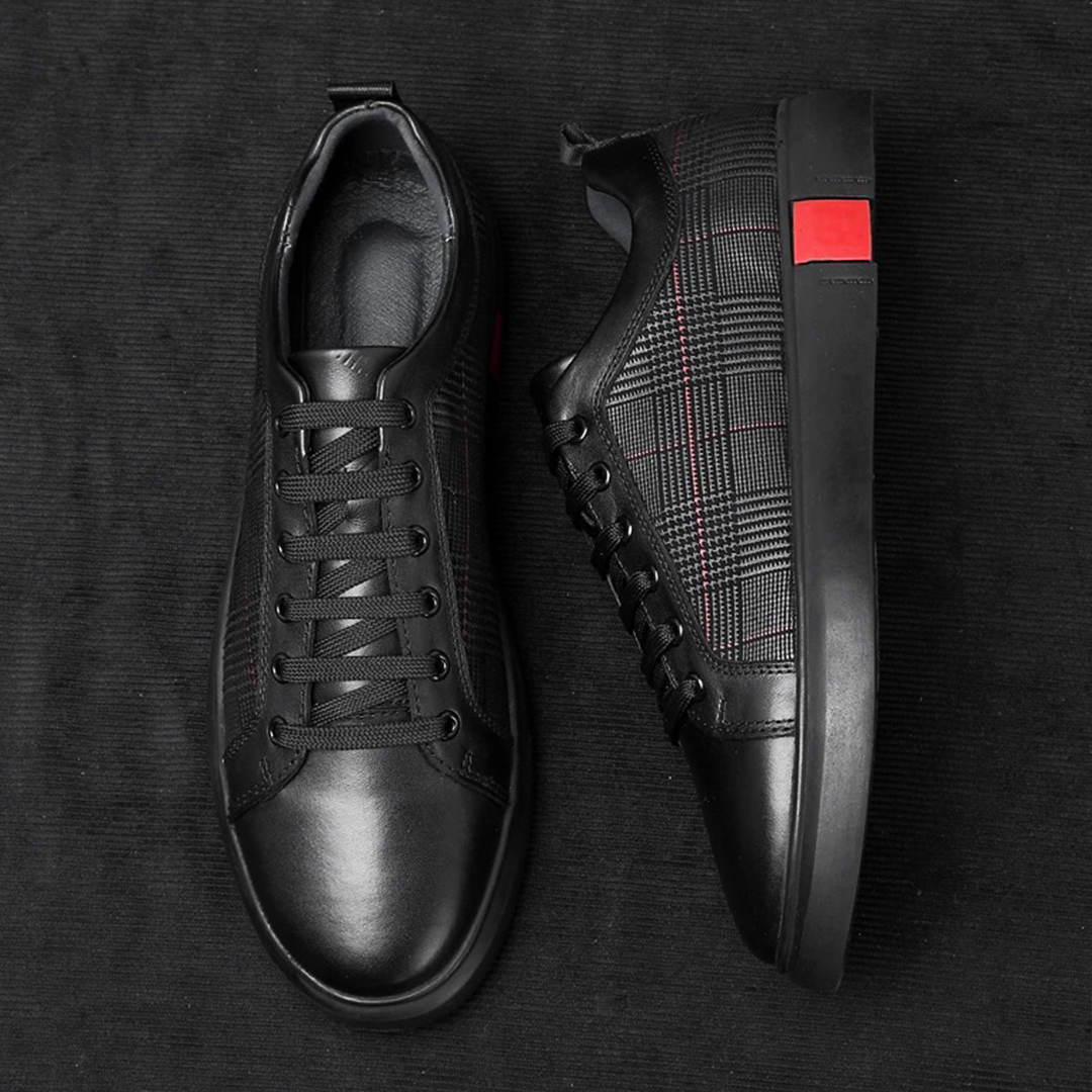 Men’s Handmade Leather Sneakers | Plaid Design Casual