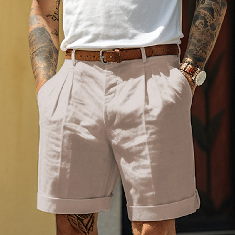Men's Cotton Shorts | Pleated Smart Casual