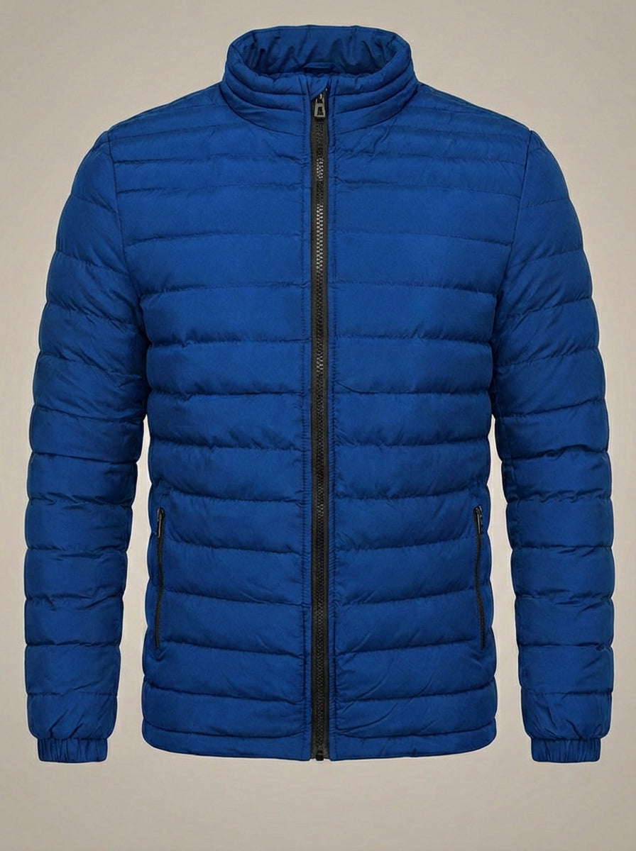 Men's Stand Collar Quilted Zip-Up Jacket | Puffer