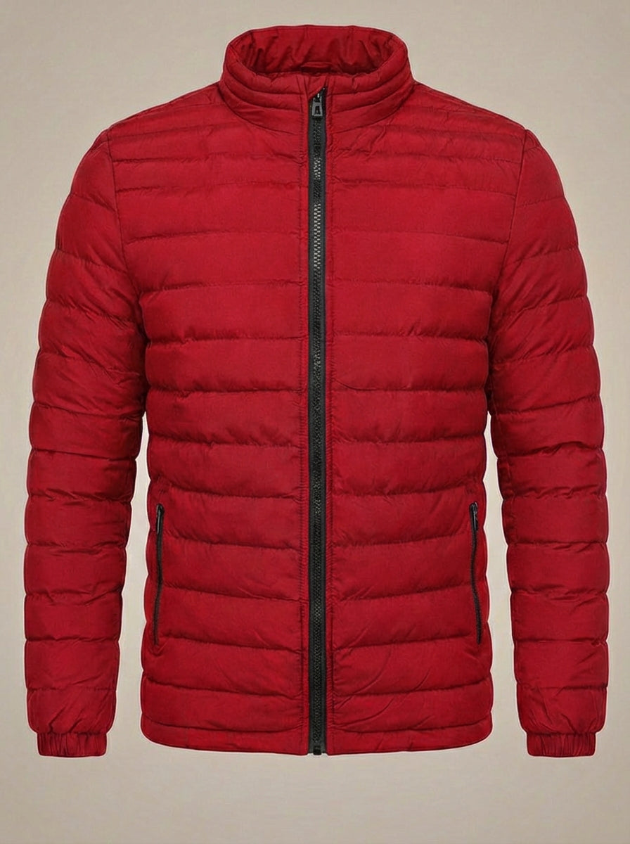 Men's Stand Collar Quilted Zip-Up Jacket | Puffer