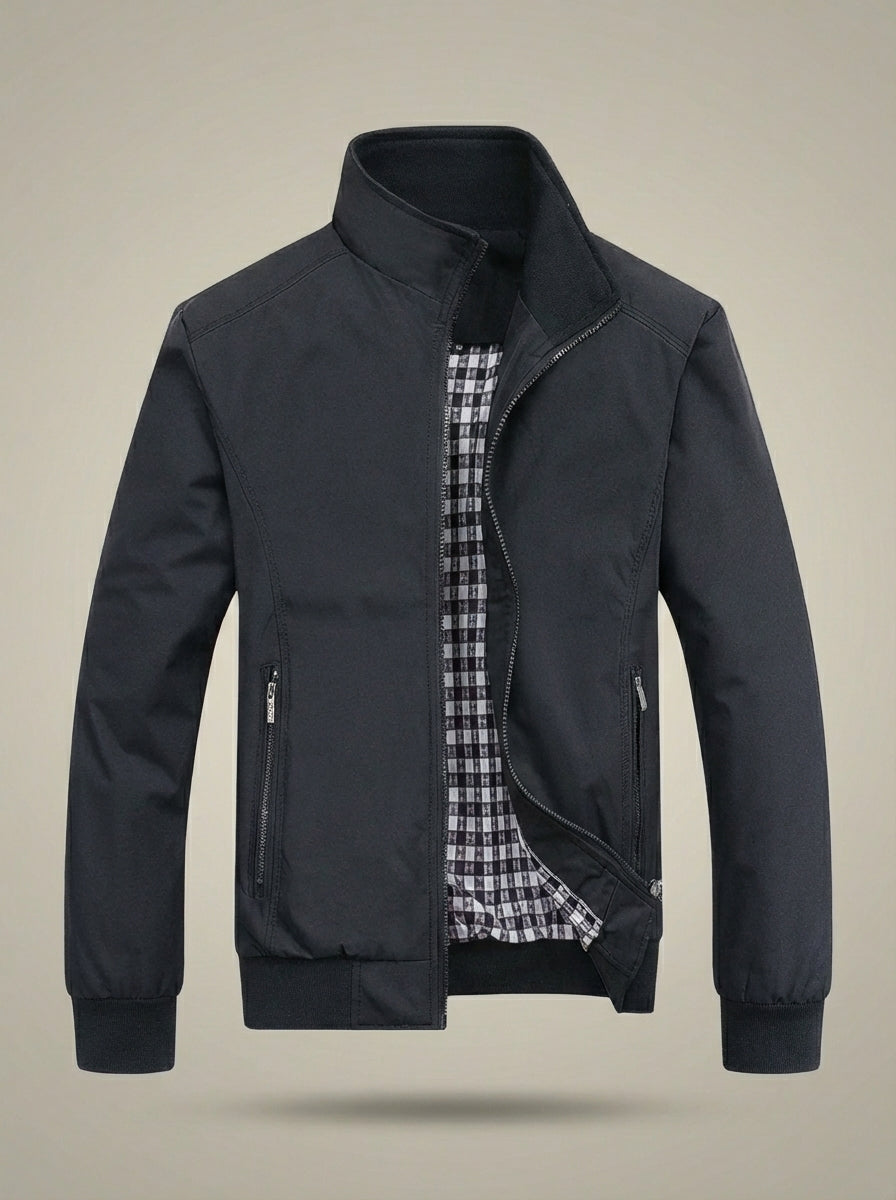 Men’s Modern Stand Collar Zip Bomber Jacket | Tailored Fit