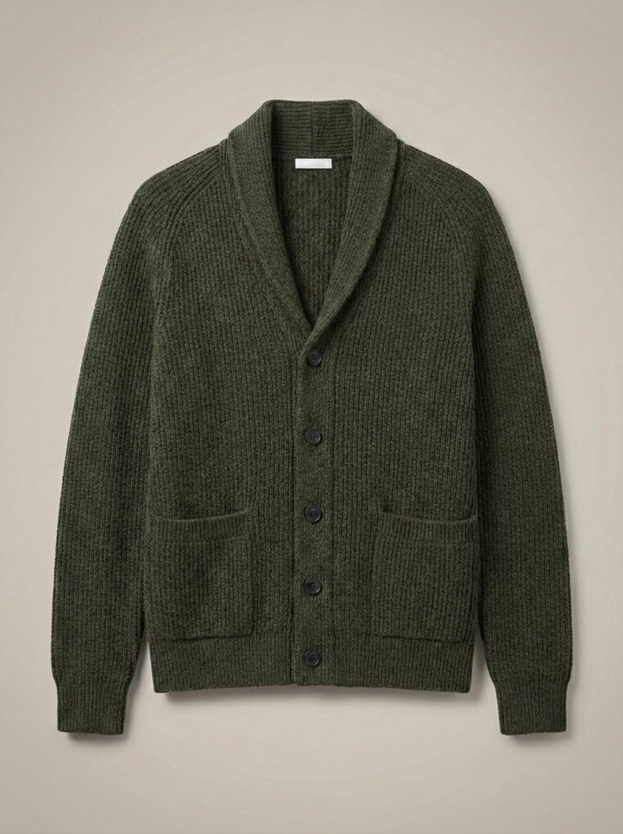 Men’s Collared Ribbed Knit Cardigan | Button Up