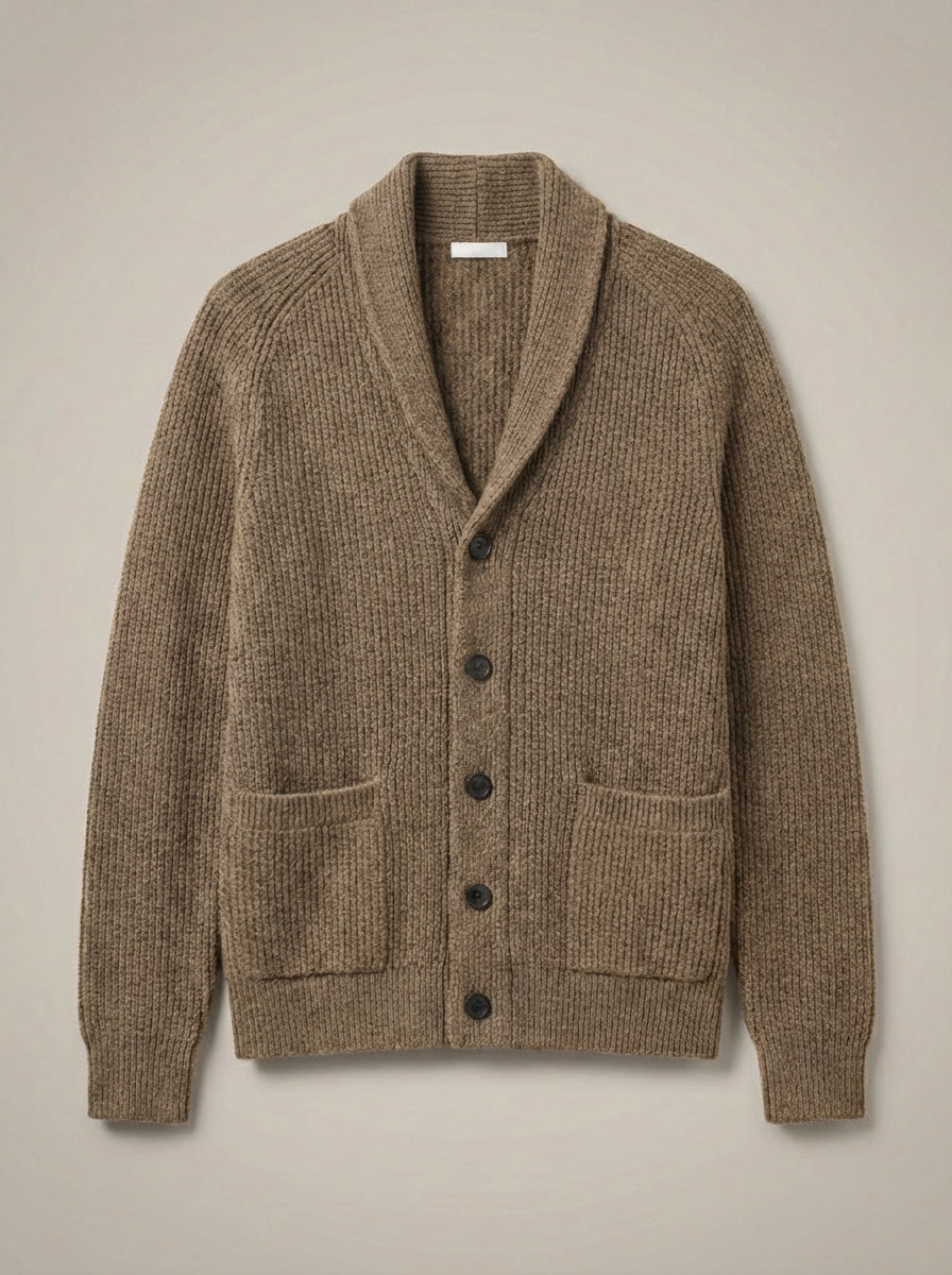 Men’s Collared Ribbed Knit Cardigan | Button Up