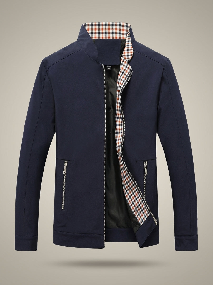 Men’s Stand Collar Long Sleeves Slim Fit Zip-Up Jacket | Bomber