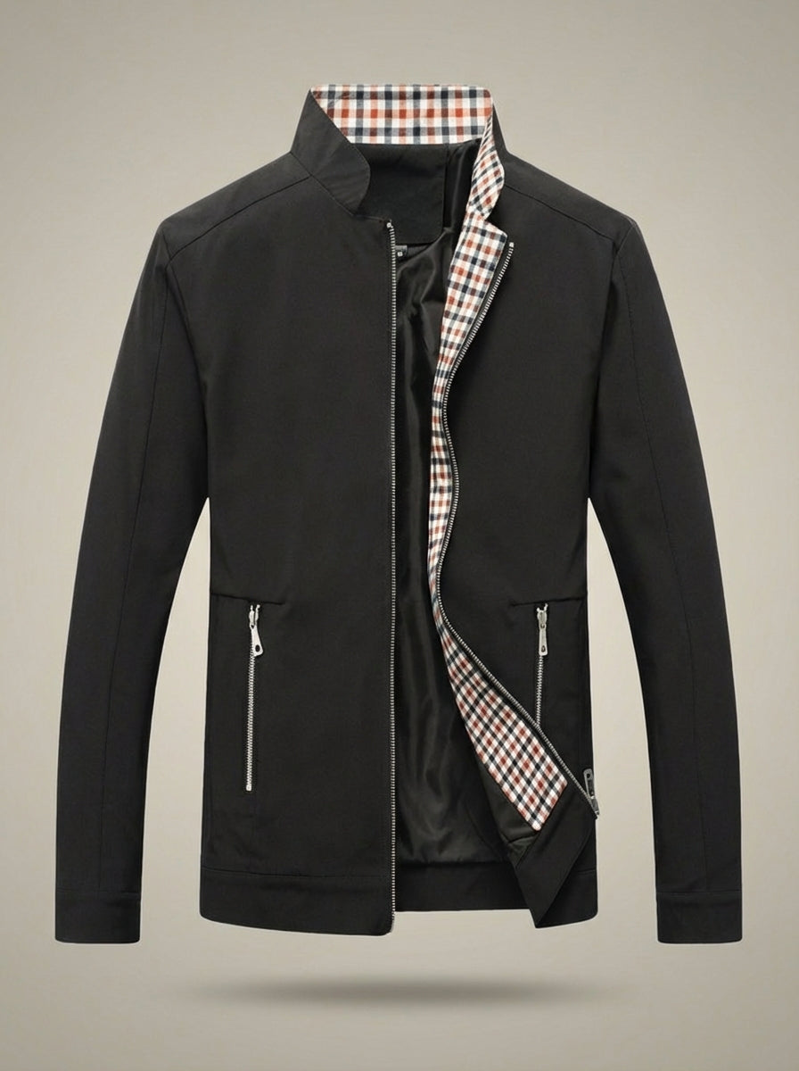 Men’s Stand Collar Long Sleeves Slim Fit Zip-Up Jacket | Bomber