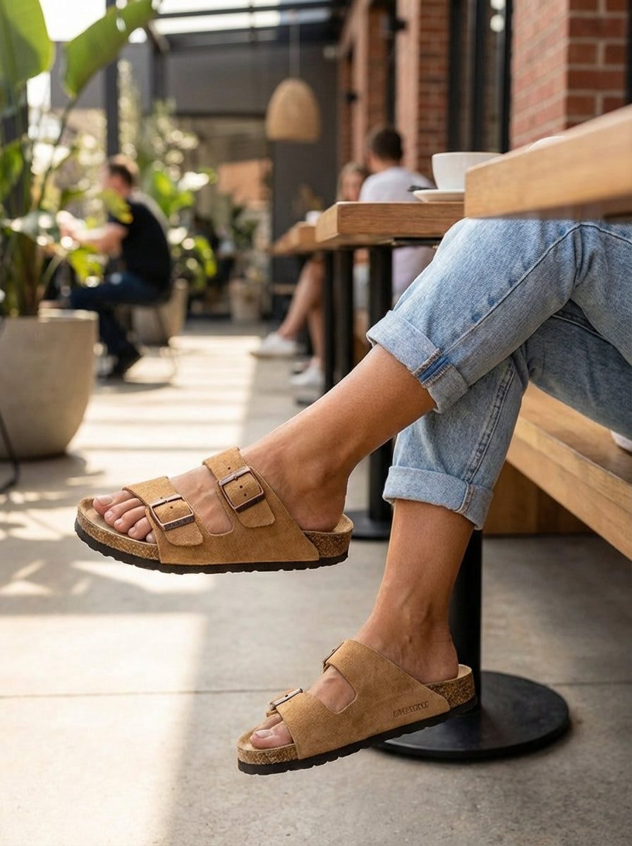 Women’s Double Strap Adjustable Buckle Slide Sandals | Casual