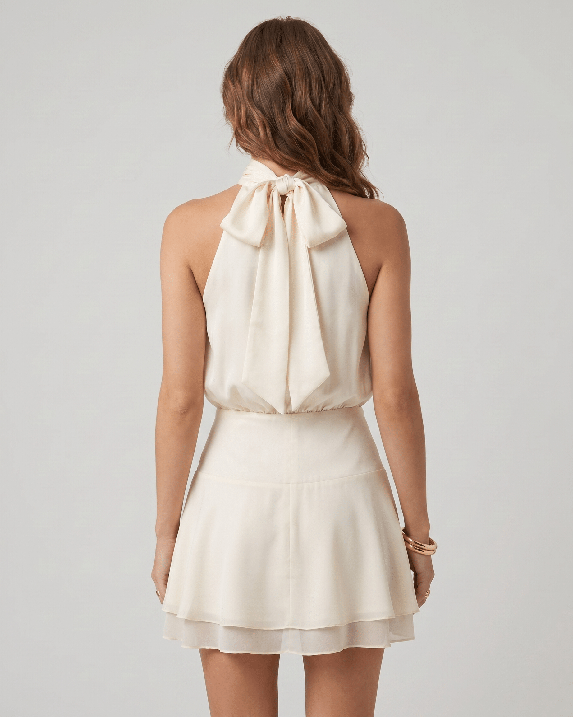 Mini Dress Women Halter Neck | Tiered Skirt & Blouson Bodice