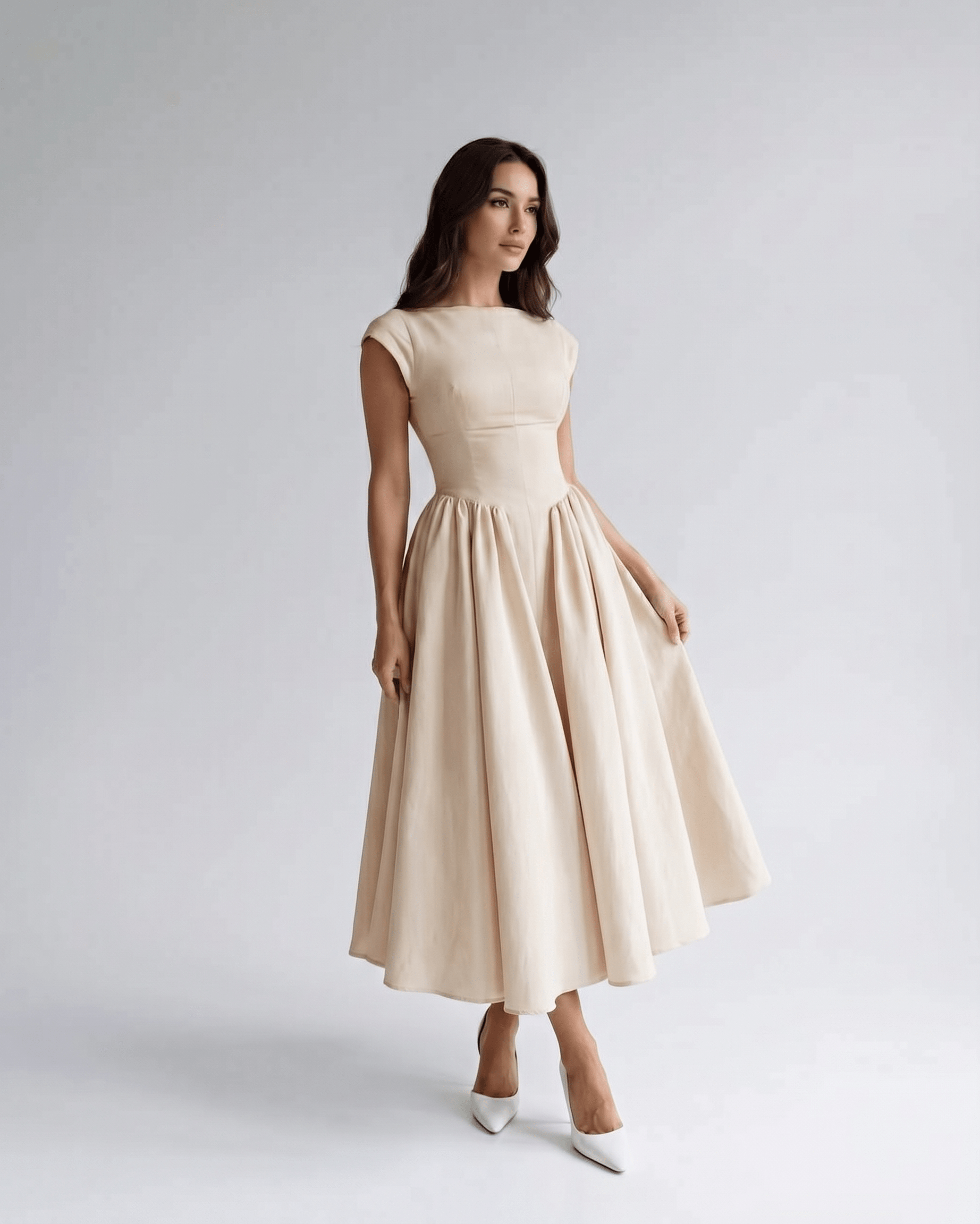 Women's Dress | Midi Drop Waist Flared