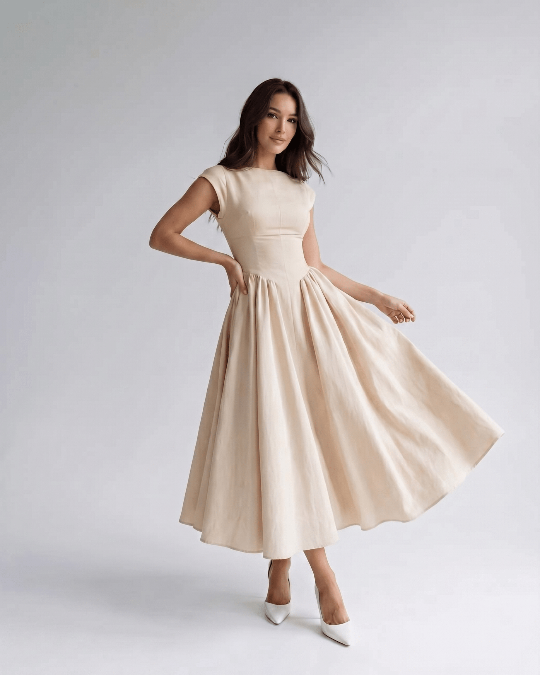 Women's Dress | Midi Drop Waist Flared
