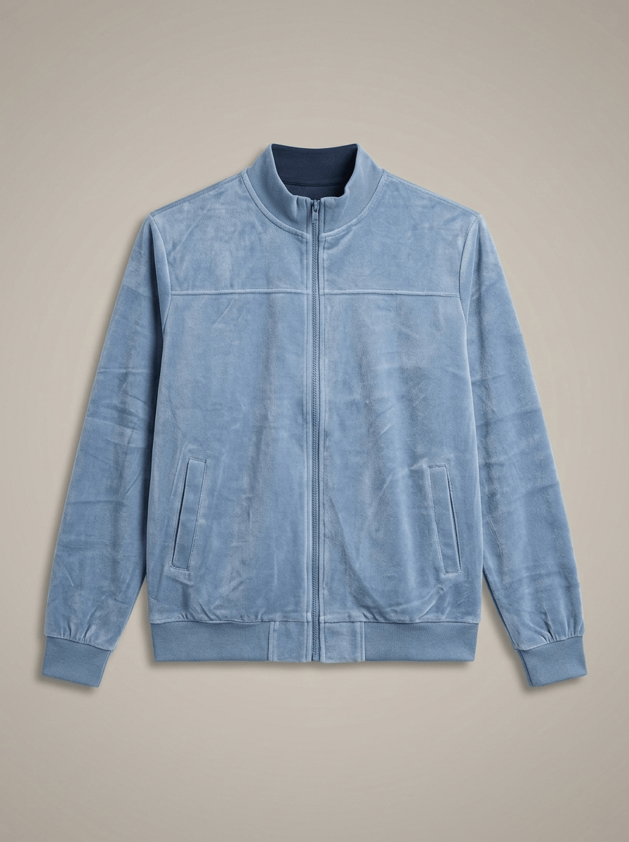 Men’s Modern Stand Collar Slim Fit Zip Jacket | Ribbed Sleeves
