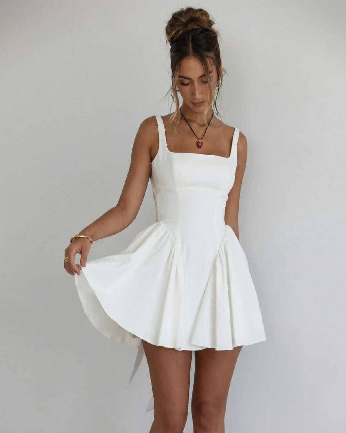 Mini Dress Women | Square Neck & Flared Skirt