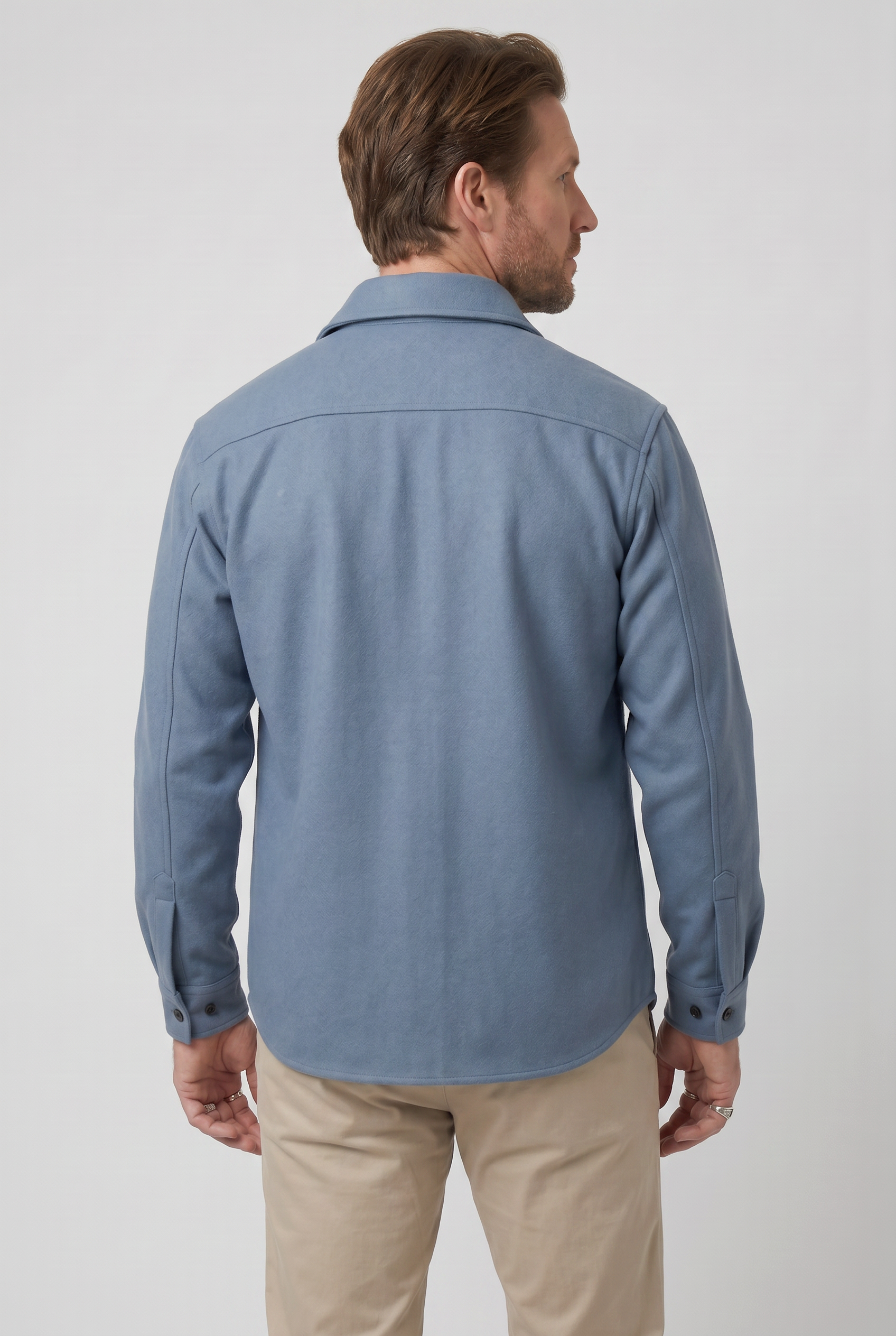 Men’s Collared Neck Long Sleeve Shirt Jacket | Button Front