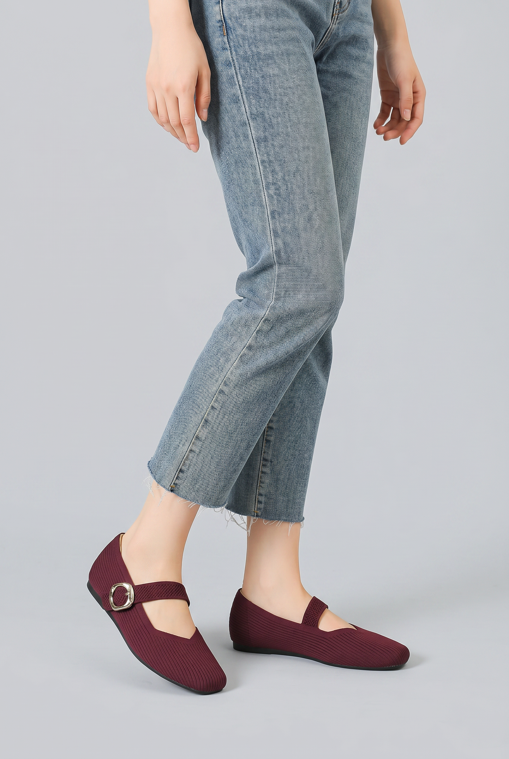 Women’s Square Toe Strap Ballet Flats | Adjustable Strap