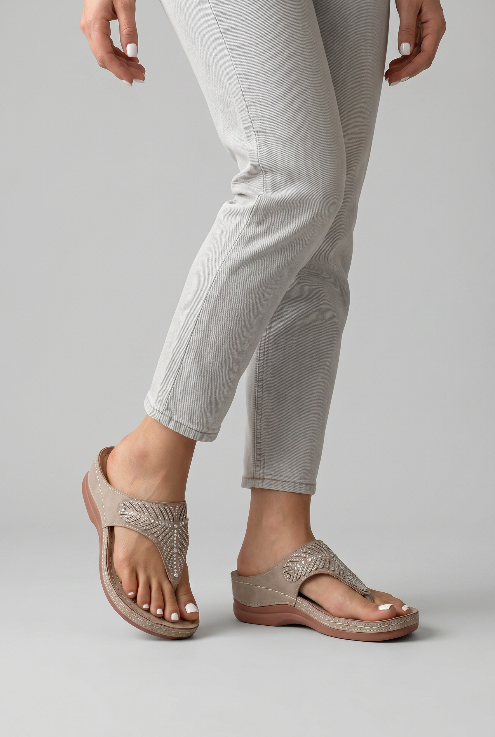 Women’s Open Toe Slip On Sandals | Thong Strap