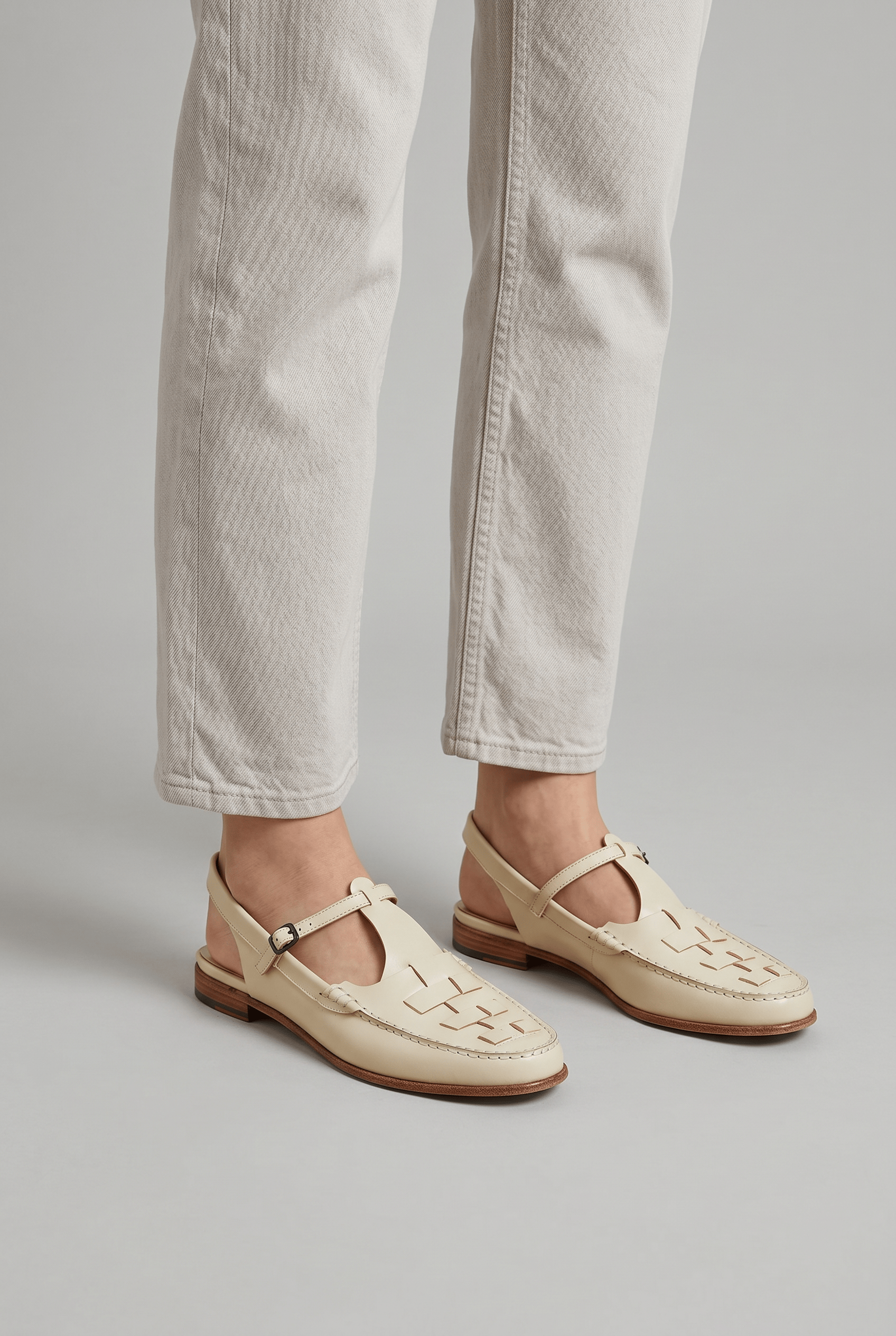Women's Sandals with Woven Detail and T-Bar Strap | Mary Jane