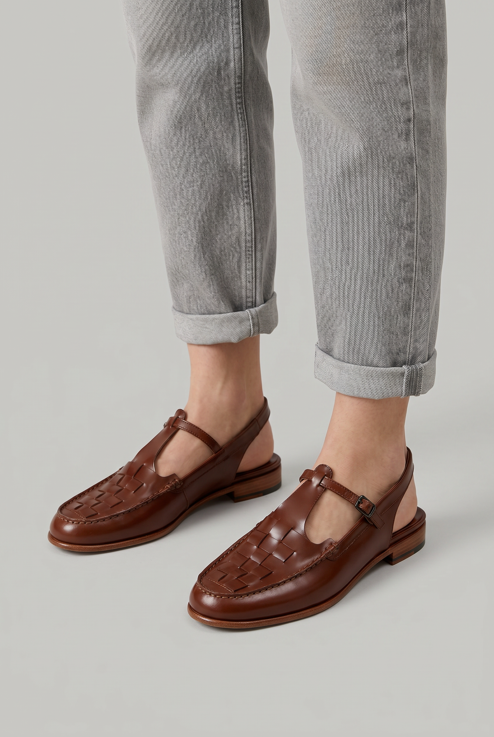 Women's Sandals with Woven Detail and T-Bar Strap | Mary Jane