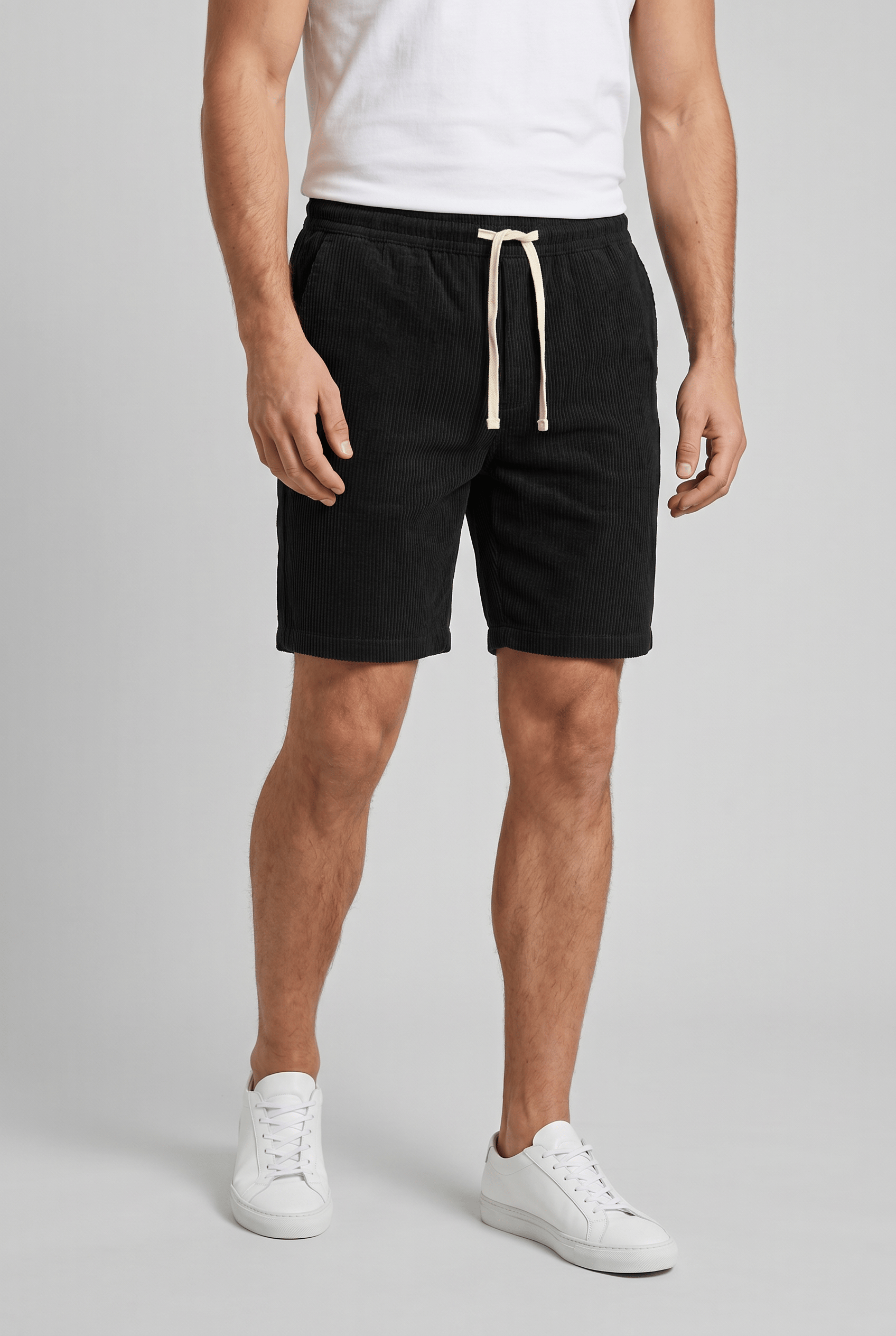 Men's Drawstring Wide Leg Shorts | Ribbed