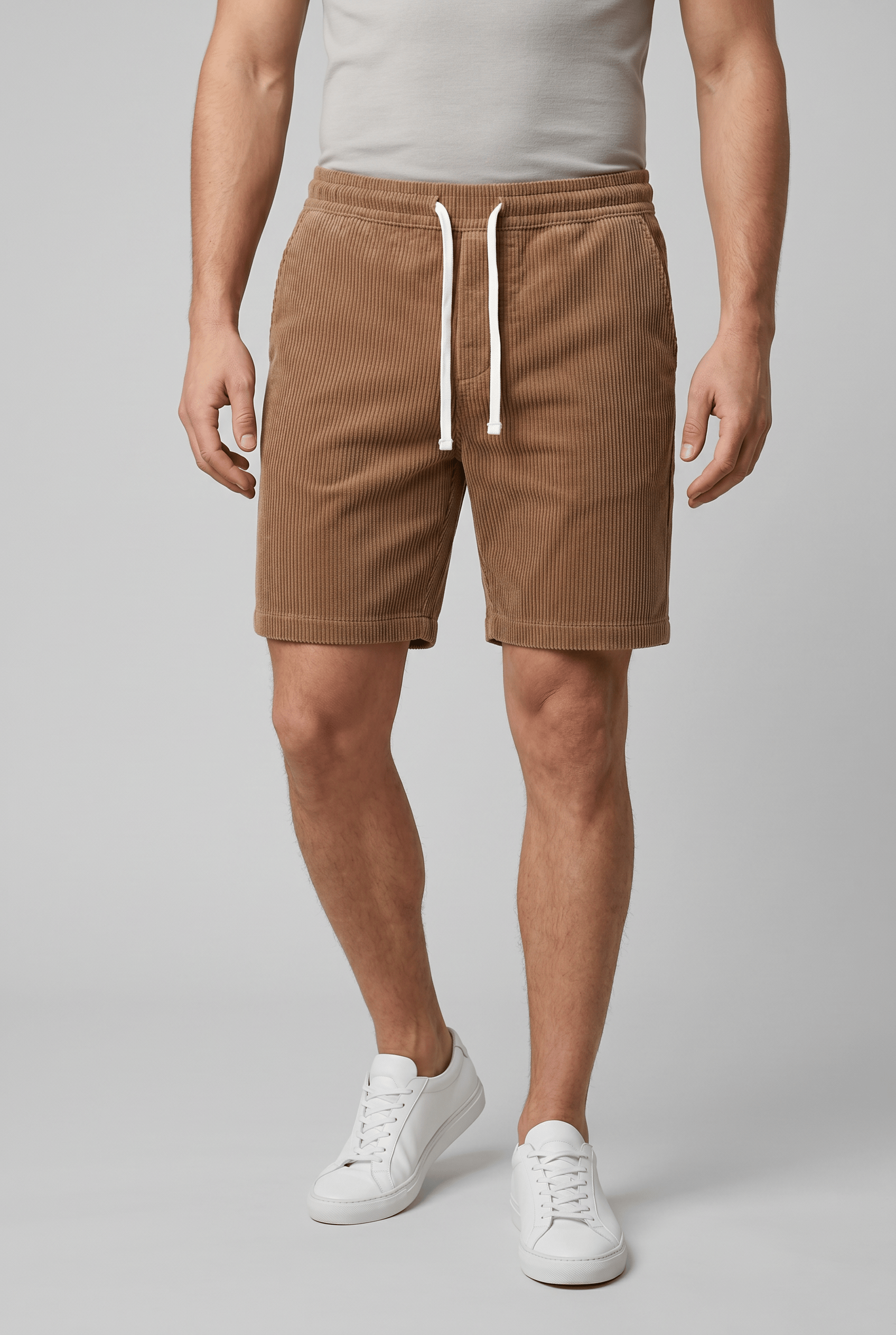 Men's Drawstring Wide Leg Shorts | Ribbed