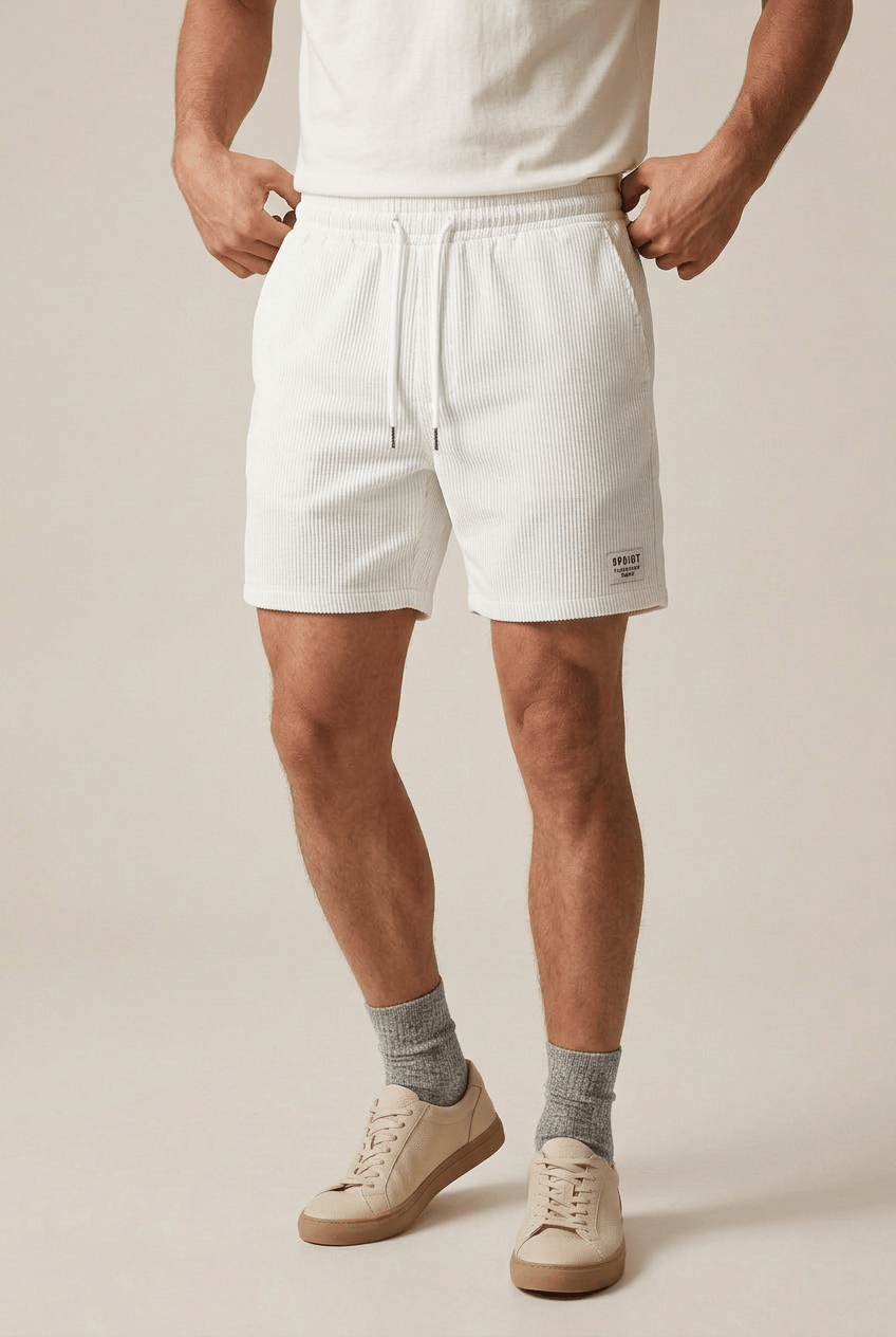 Men’s Ribbed Drawstring Summer Shorts | Slim Fit